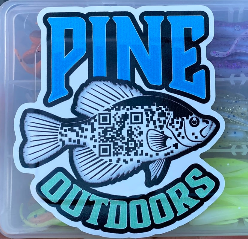 The 3" x 3" Pine Outdoors Sticker. Put it anywhere you see fit!